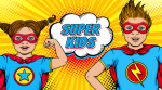 niña y niño superhero